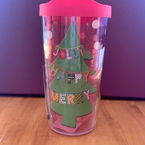 Tervis insulated 16 oz. tumbler.  Pink with Christmas tree on front.